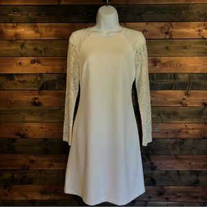 Lace sleeve white dress